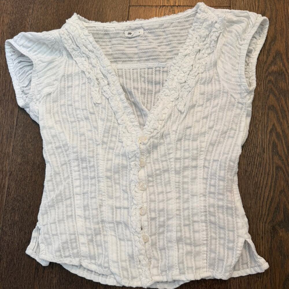 Kimchi Blue White Button Front Blouse Top Shirt Sz S